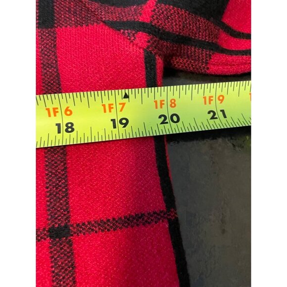 Sioni Red Black Checked Knit Long Sleeved Open Cardigan Sz M - Picture 7 of 11